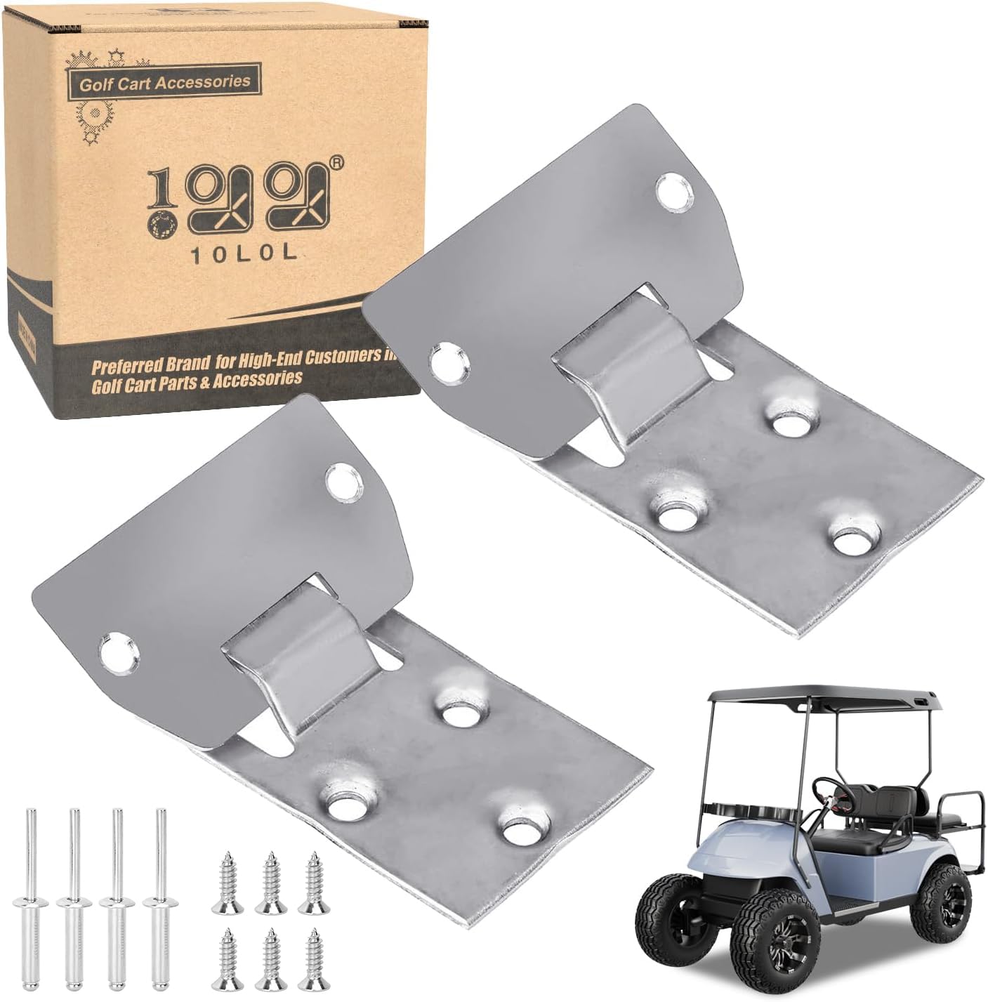 10L0L Golf Cart Seat Bottom Hinge Plate for EZGO TXT Medalist 1995.5-up, EZGO MPT Shuttle Workhorse Series 2001-up, 2 Set, OEM# 71610-G01 71610G01 71609-G01 71609G01