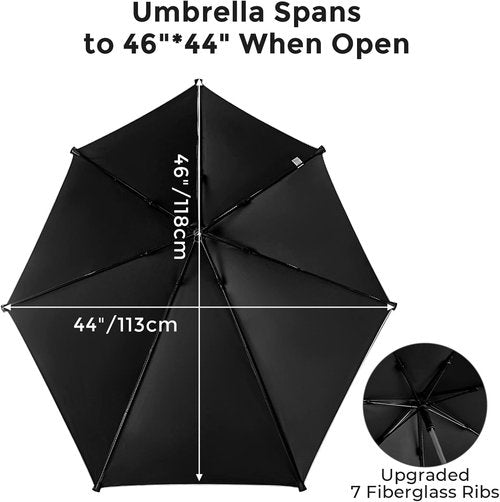 G4Free Adjustable UPF 50+ Chair Umbrella - Universal Clamp for Beach, Golf, Wheelchair, Stroller | Black