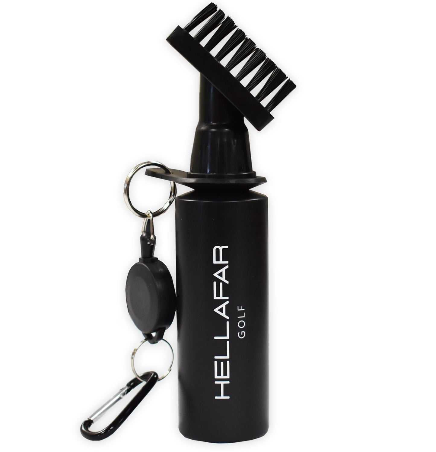 HELLAFAR GOLF Premium Golf Club Water Brush Groove Cleaner with Retractable Clip and Nylon Bristles - Holds 5 Ounces of Water - Golf Accessories for Men, Best Golf Gifts for Men