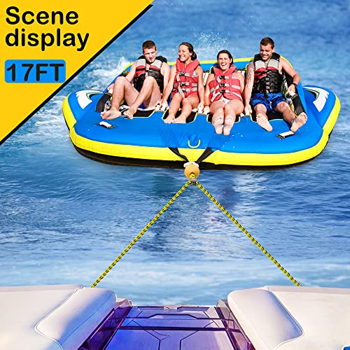 Heavy Duty Boat Tow Harness with D Rings - Yellow Black, 18 Feet