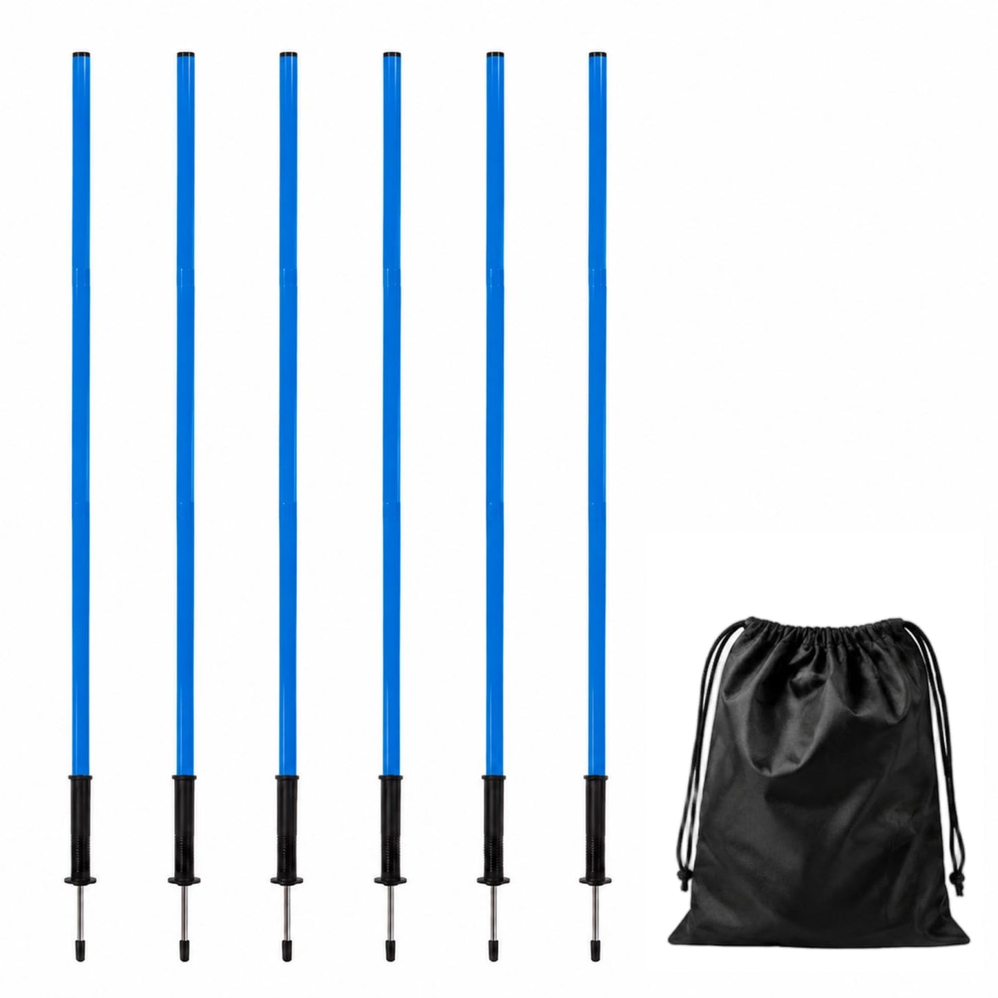 Nbguigdstr 6Pcs 5FT Agility Training Poles,Adjustable Speed and Agility Training Equipment,Sports Training Sticks (Blue)