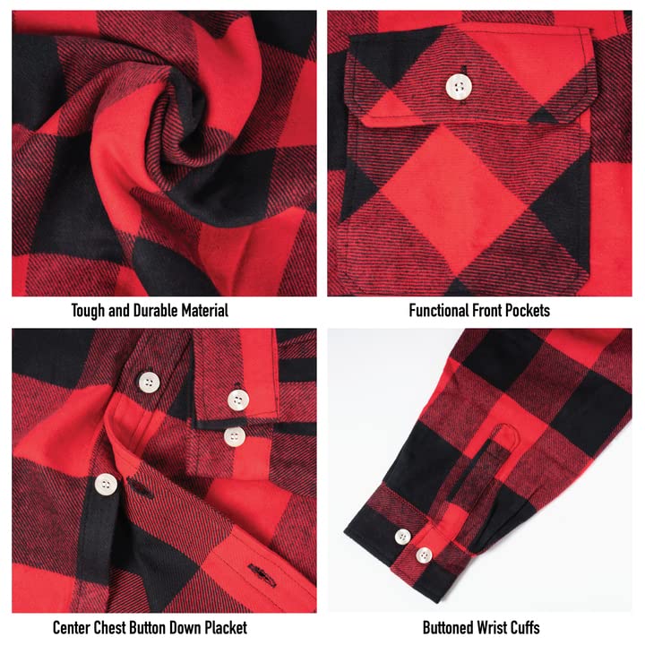Rothco XX-Large Blue Buffalo Plaid Flannel Shirt, 8 oz Cotton Heavyweight