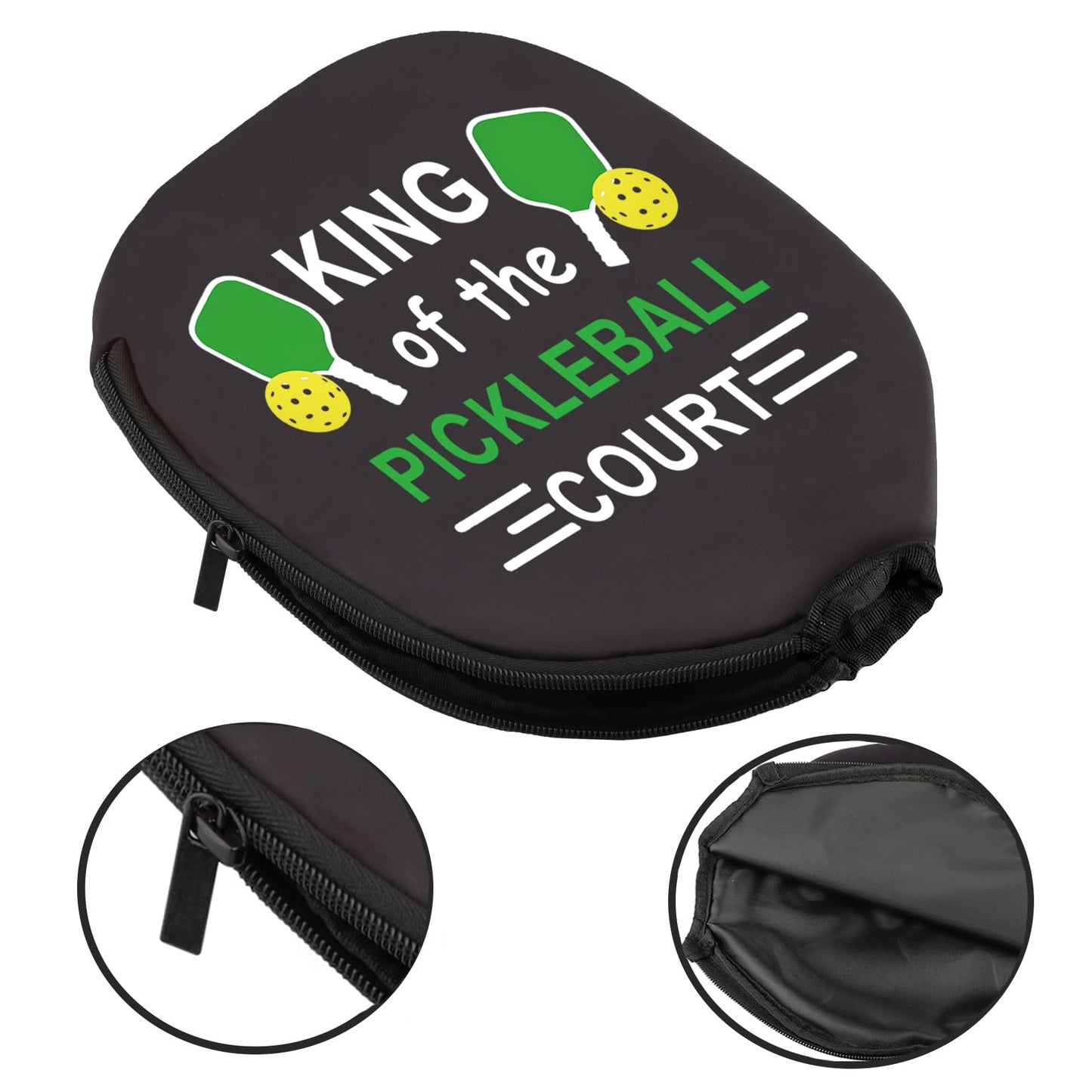 PWHAOO 2PC Queen/King Of The Pickleball Court Pickleball Paddle Covers Funny Pickleball Paddle Pouch Gift (King Of Pickleball Paddle)