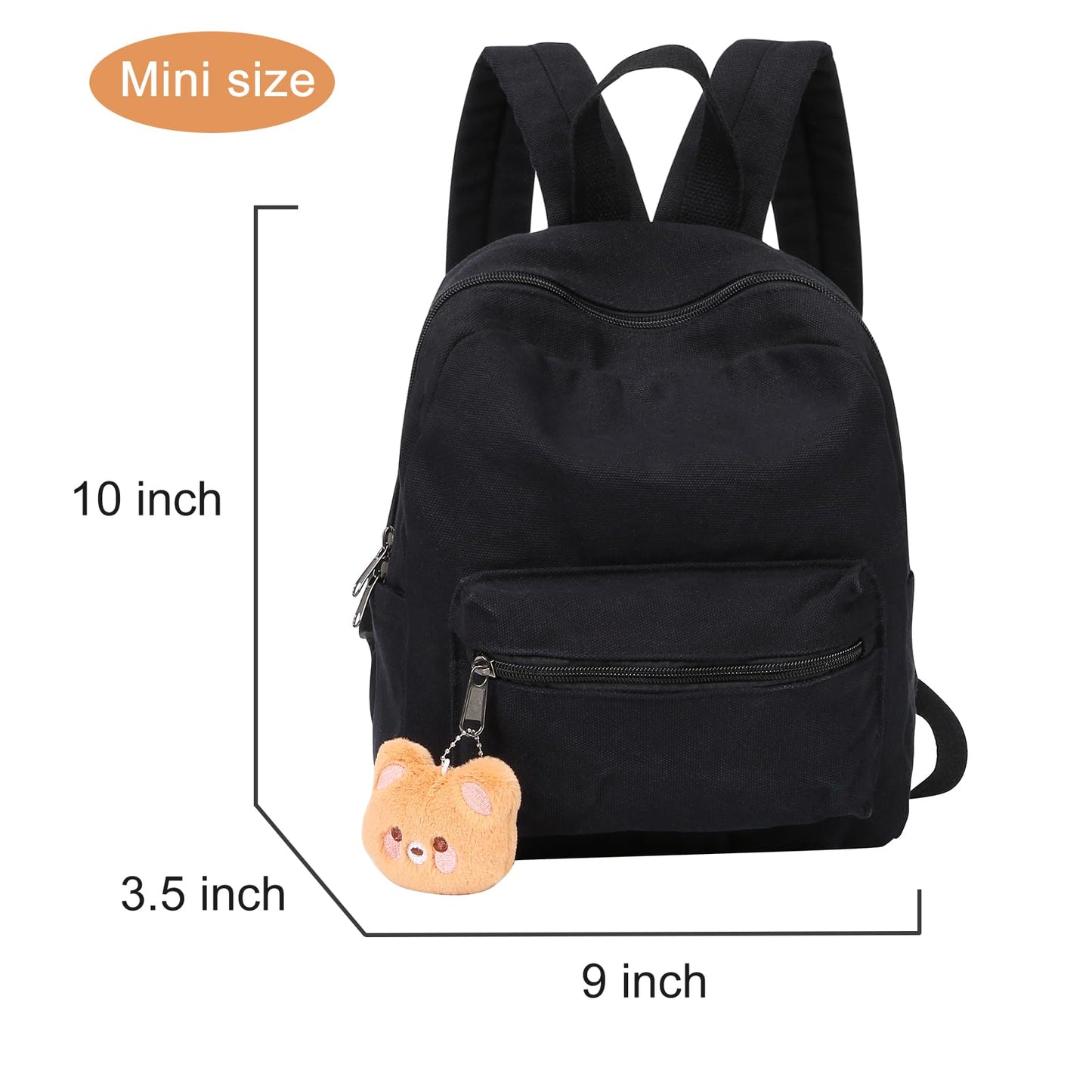 Phaoullzon Teen Girls Mini Backpack Purse Kids Canvas Small Tiny Cute Bag,Black