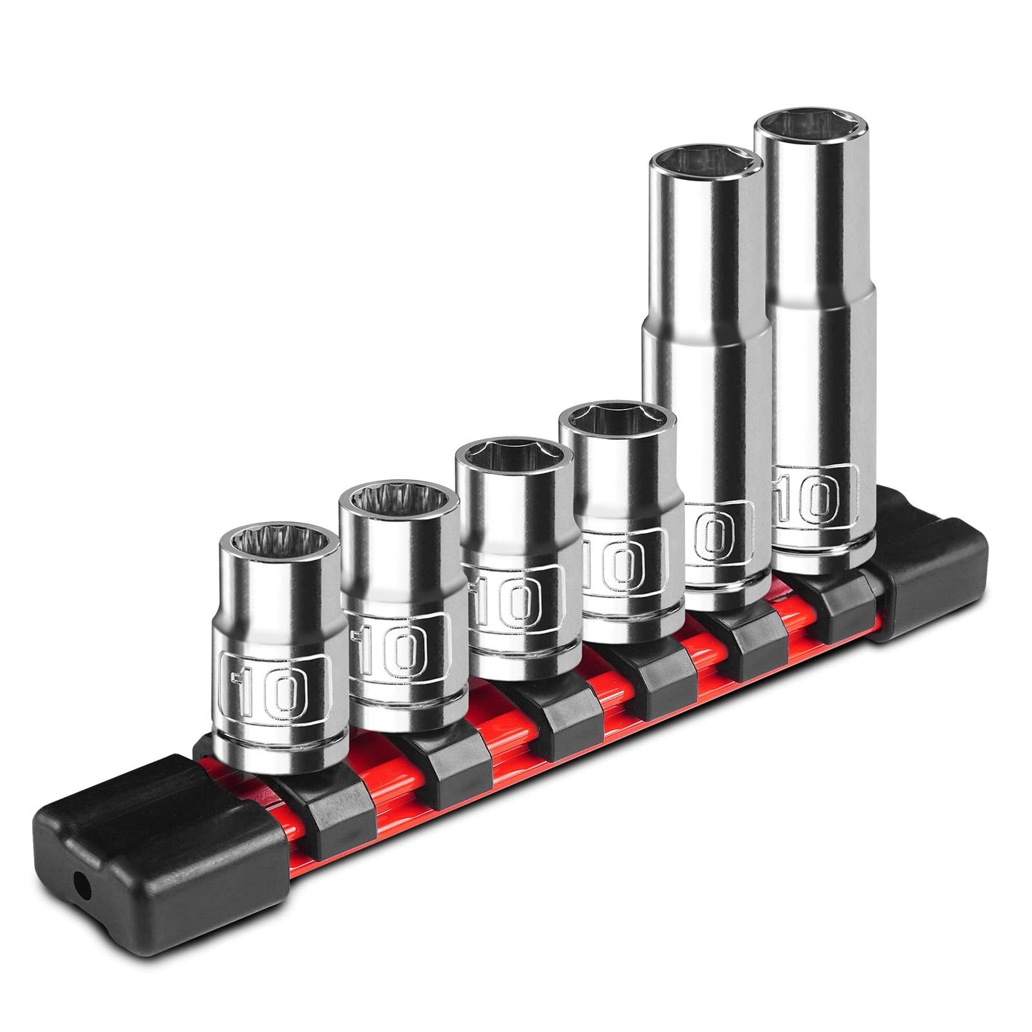 Upenjok 6PCS 3/8" Drive 10mm Socket Set, Deep & Shallow, Mirror Finish, Cr-V Steel