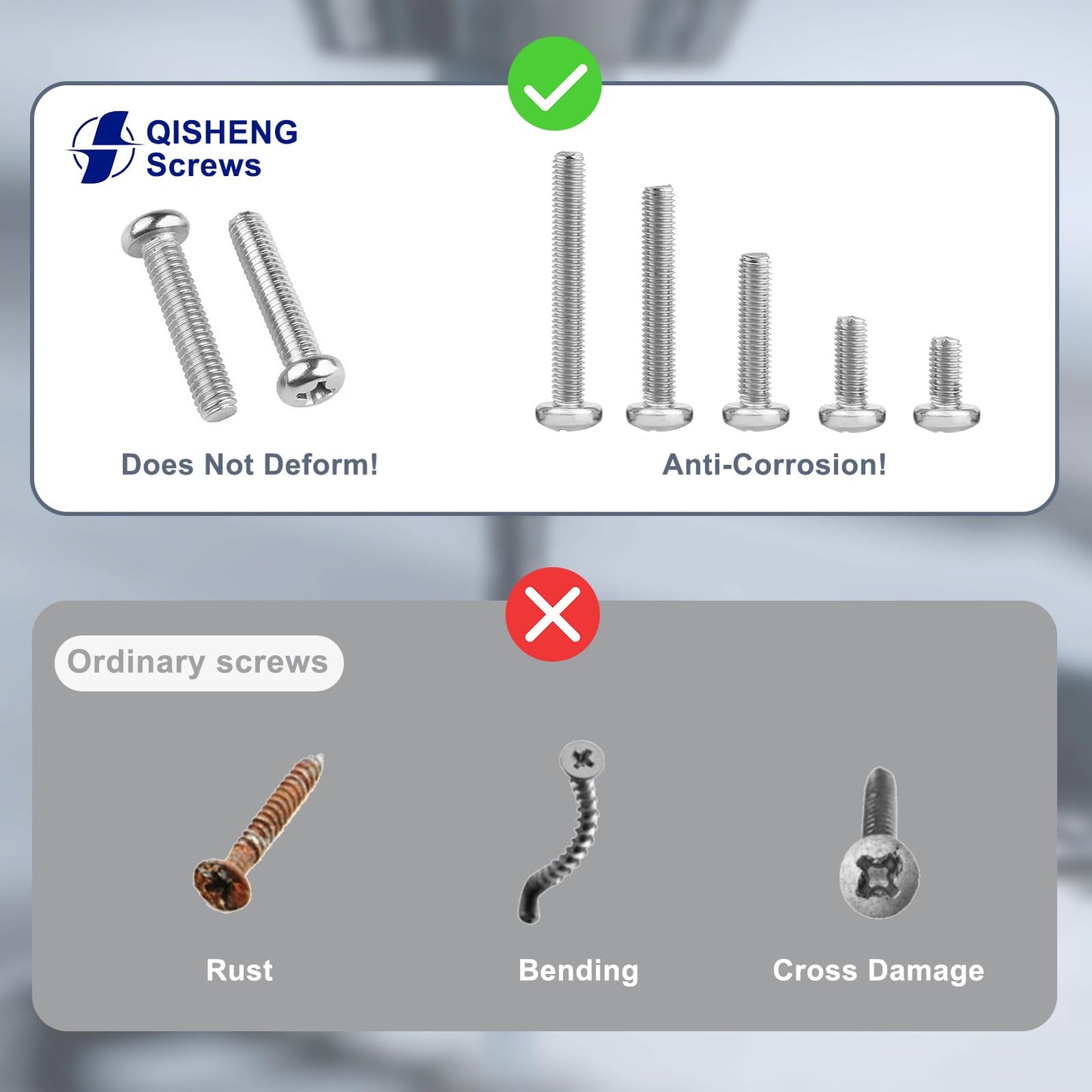 QISHENG 100 PCS #6-32X1-1/2(1.5 inch) Stainless Steel Phillips Pan Head Machine Screws,DIY,Repair,Install Furniture and Electrical Appliances Screwss,Stainless Steel 18-8 A2(304) Screw