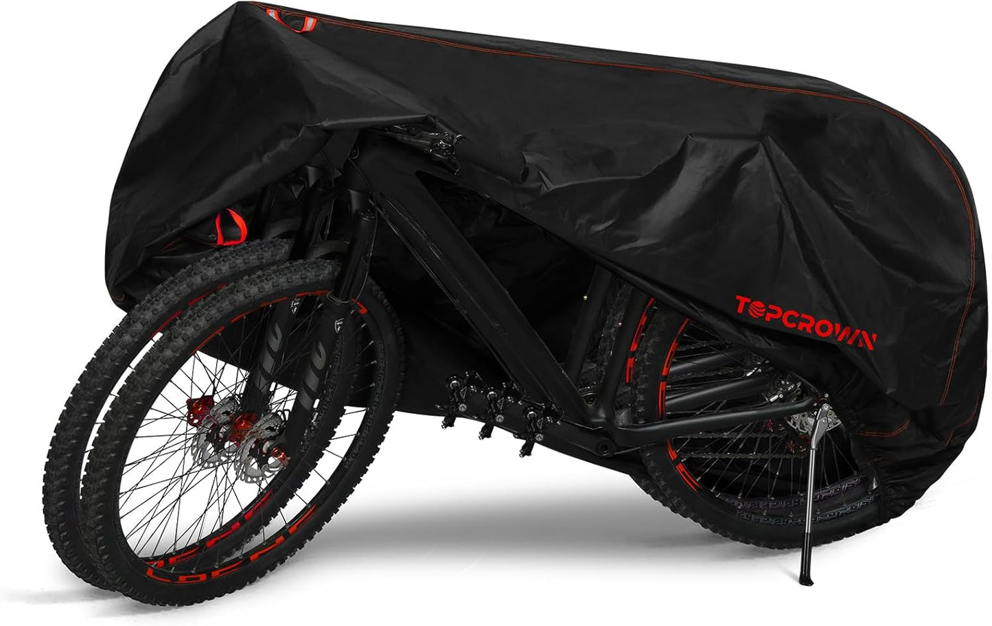 Topcrown Waterproof Bike Cover - Outdoor Storage for 2 Bikes | UV, Dust & Wind Proof, XXL Black/Red
