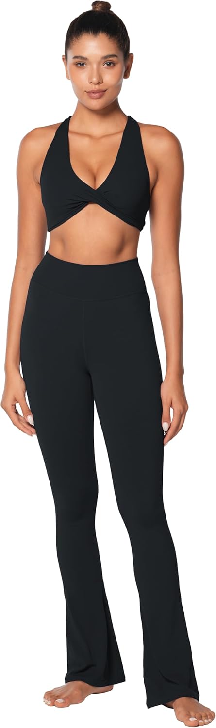 Sunzel Women's Sports Bra - Criss Cross Back Yoga Crop Top with Removable Pads | Wirefree Padded V Neck