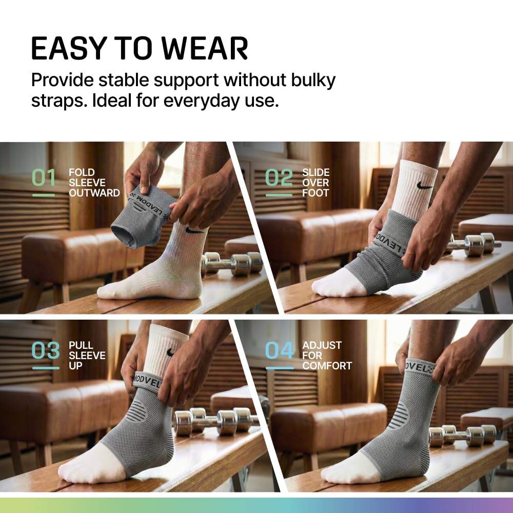 Modvel Foot & Ankle Brace Socks for Sprained Ankle Compression Sleeve - Foot Support for Women & Men - Tendonitis & Arthritis Ankle Brace Sports Running, Torn Ligaments & Women Stabilizing Ankle Wrap