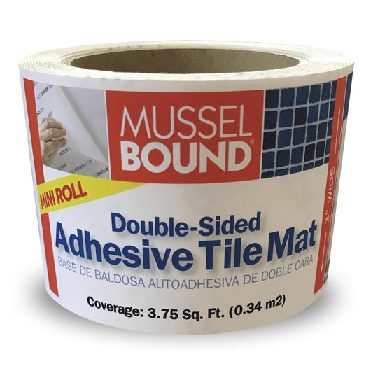 MusselBound® Adhesive Tile Mat - MINI ROLL - (3.75 sq ft per roll), Easy Installation for Small Spaces