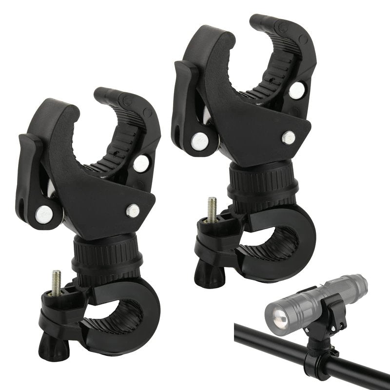 Cosmos 2 Pcs Bike Flashlight Mount Holder Universal Bicycle Flashlight Holder 360º Rotation Bike Flashlight Clip Adjustable Clamp LED Headlight Holder for Cycling, Riding