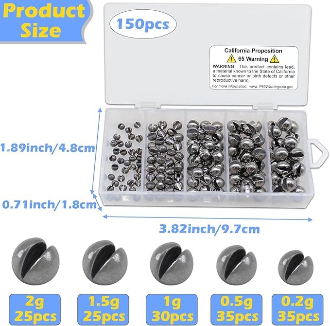 150pcs Split Shot Fishing Weights Sinkers - Detachable Design