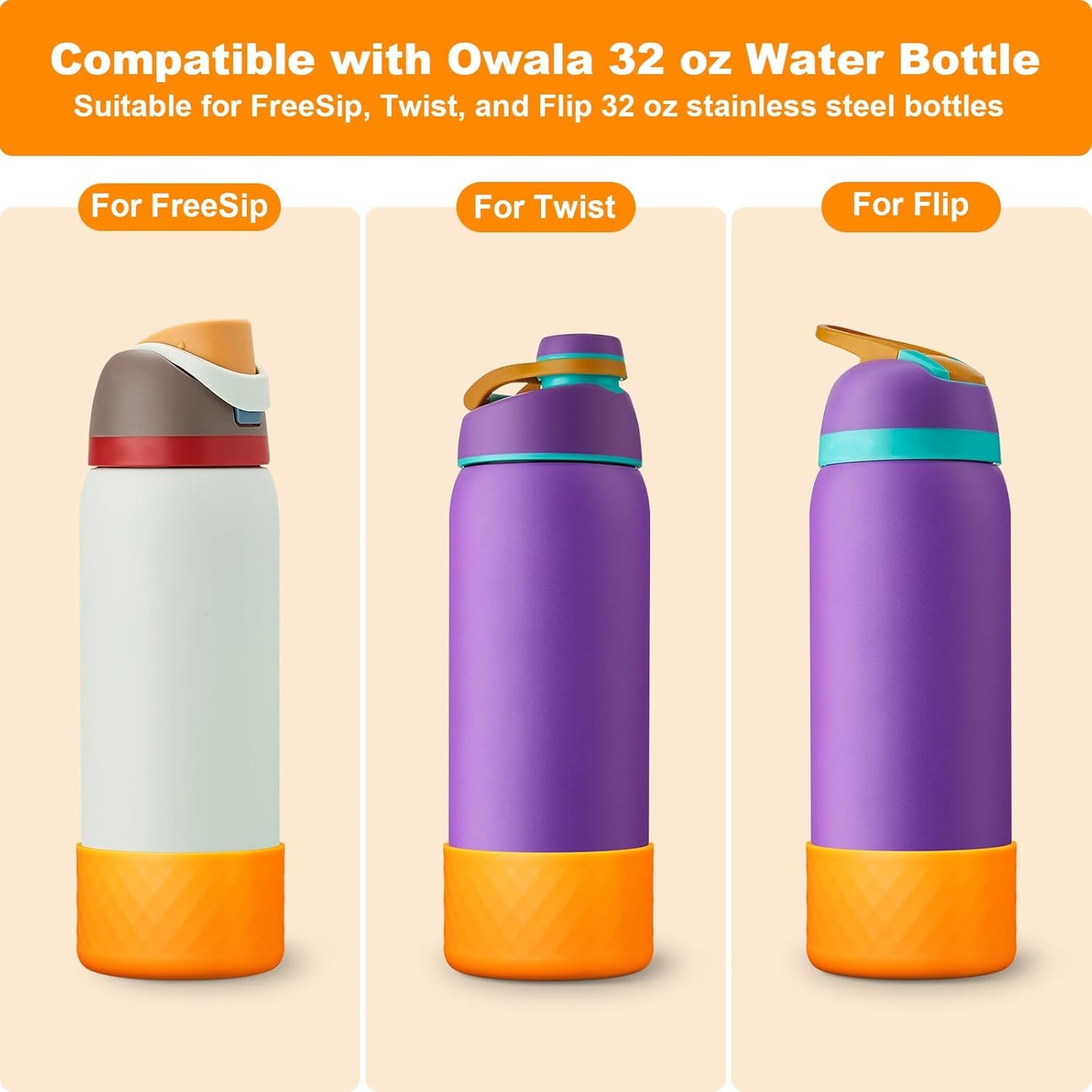 Owala Silicone Water Bottle Boot - Anti-Slip Protective Sleeve for 24oz, 32oz, 40oz Bottles