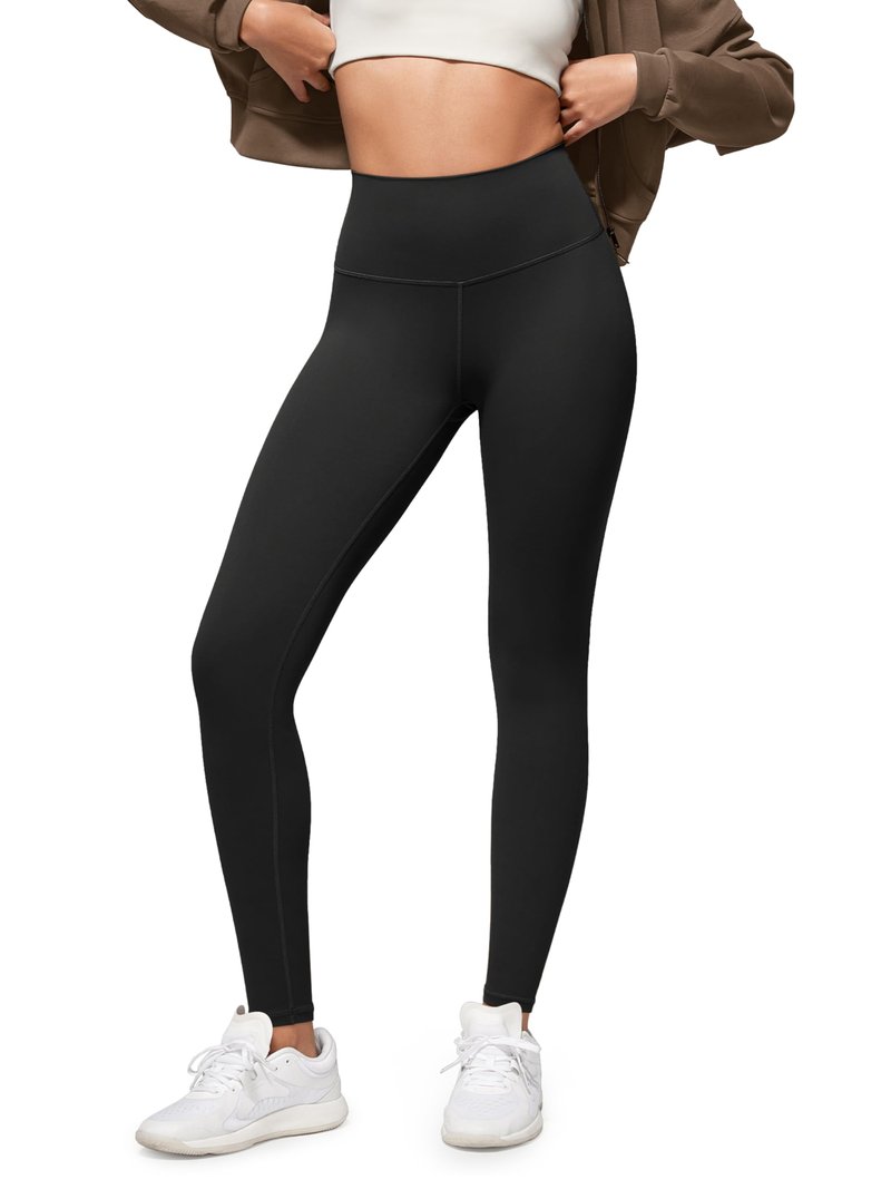 ODODOS Buttery Soft Lounge Yoga Leggings for Women Full Length 28" High Waist Yoga Pants, Black, Large