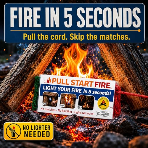 Pull Start Fire Starter 6 Pack - Waterproof Outdoor Instant Fire Igniters, No Matches Needed