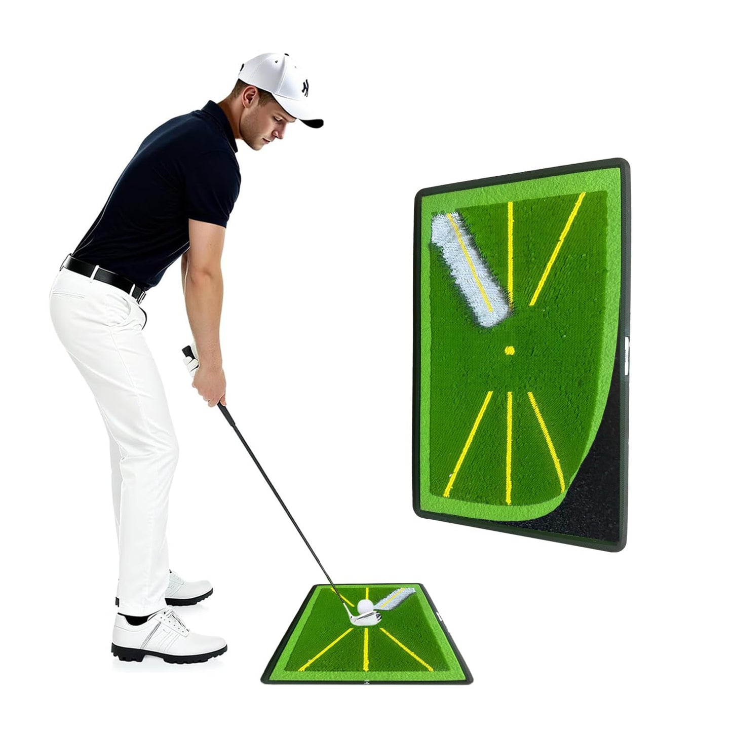 AMERICAN SWEAT Golf Hitting Mat - 1-Second Detach System Golf Training Mat - Real Swing Path Feedback - Easy Clean & Store