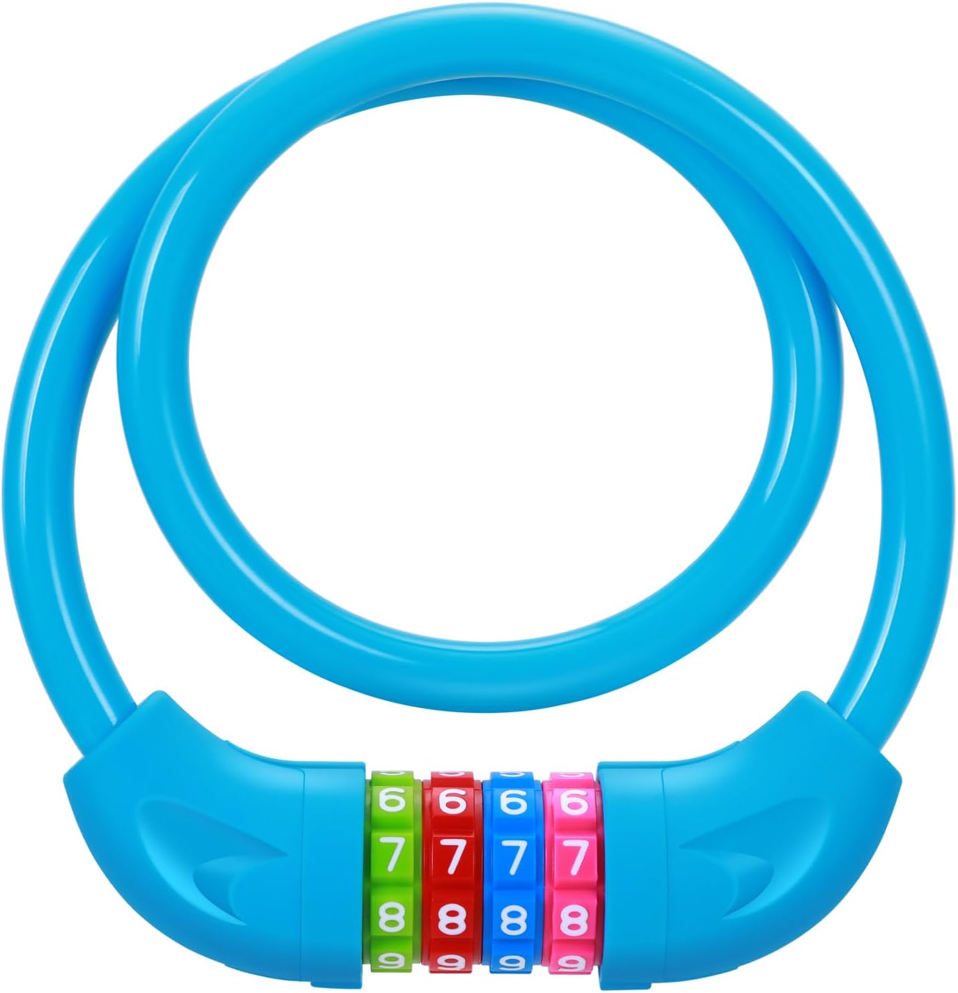 Sportneer Cable Lock - High Security 4-Digit Resettable Combination Lock | 25.6-Inch Colorful Keyless Bicycle Lock for Kids - Blue