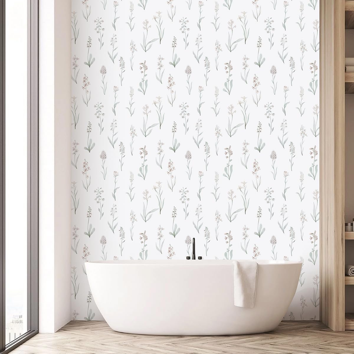 Wudnaye Beige Peel and Stick Wallpaper Floral Contact Paper 16.9in×118.1in Neutral Beige Contact Paper Cream Floral Wallpaper Self Adhesive Waterproof for Bathroom Bedroom Nursery Decor Walls Vinyl