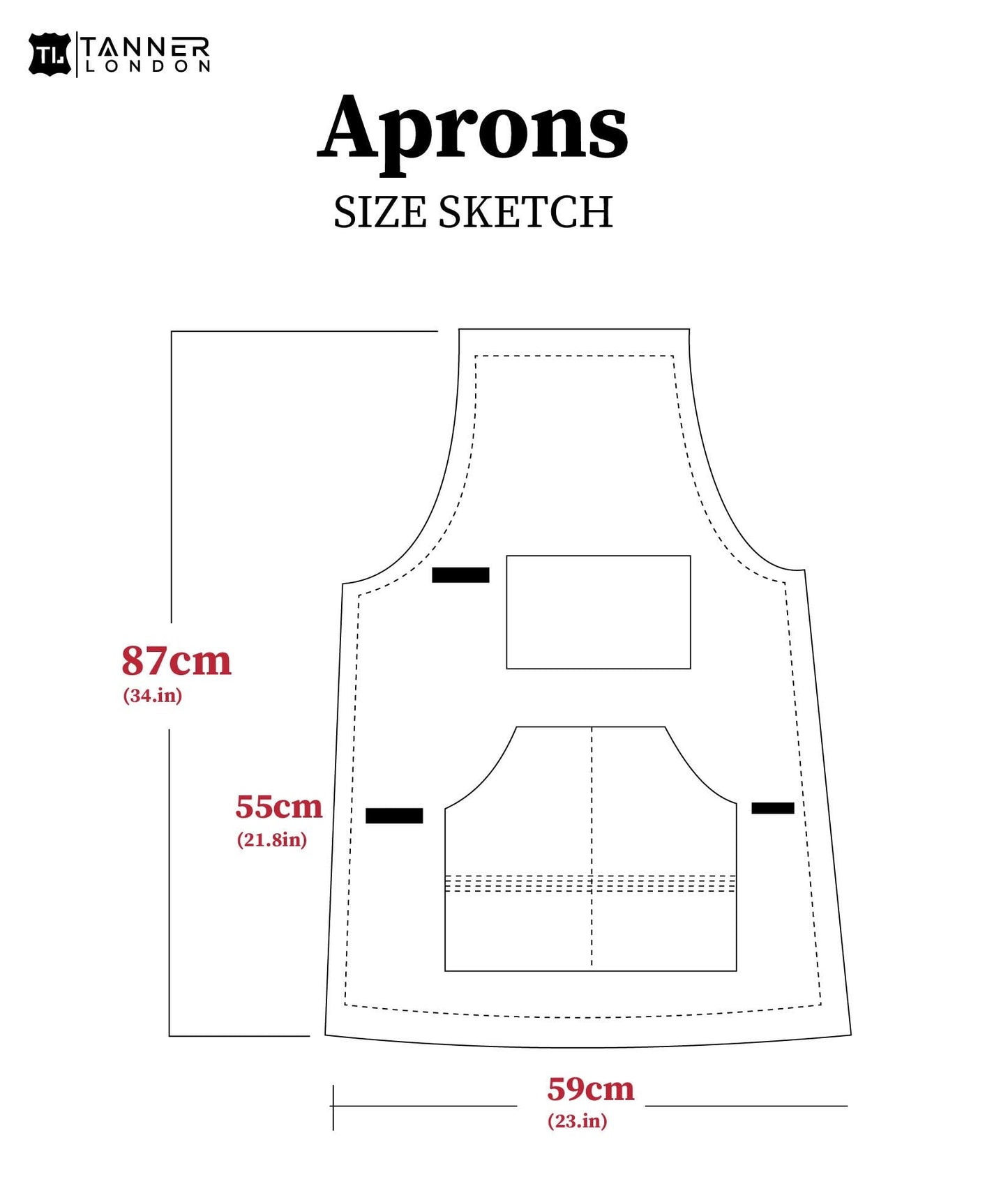 Tanner London Full Grain Leather Apron for Butcher, Barber, Woodwork, Cook, BBQ, Blacksmith, Dark Brown