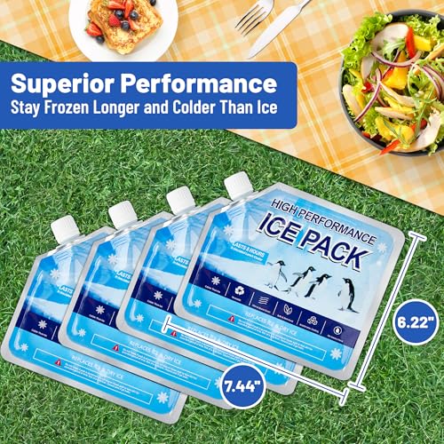 Reusable Ice Packs for Coolers and Lunch Boxes - 4 Pack Medium