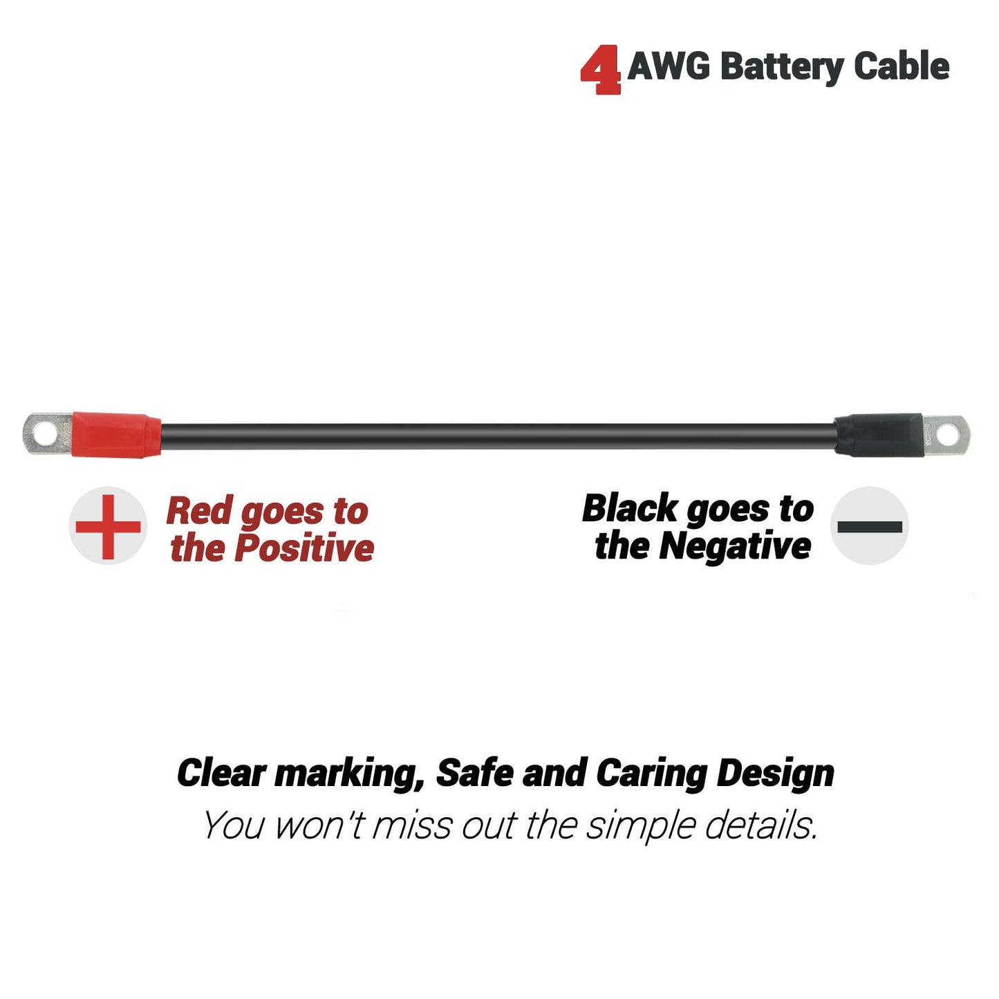 OXTOUF TXT Golf Cart Battery Cable Set for EZGo 36V/48V Golf Buggies, 4 AMG Heavy Duty Flexible Battery Cables with Cast Plastic Wrapped Lugs, Durable and Easy to Bend, 5 Pcs