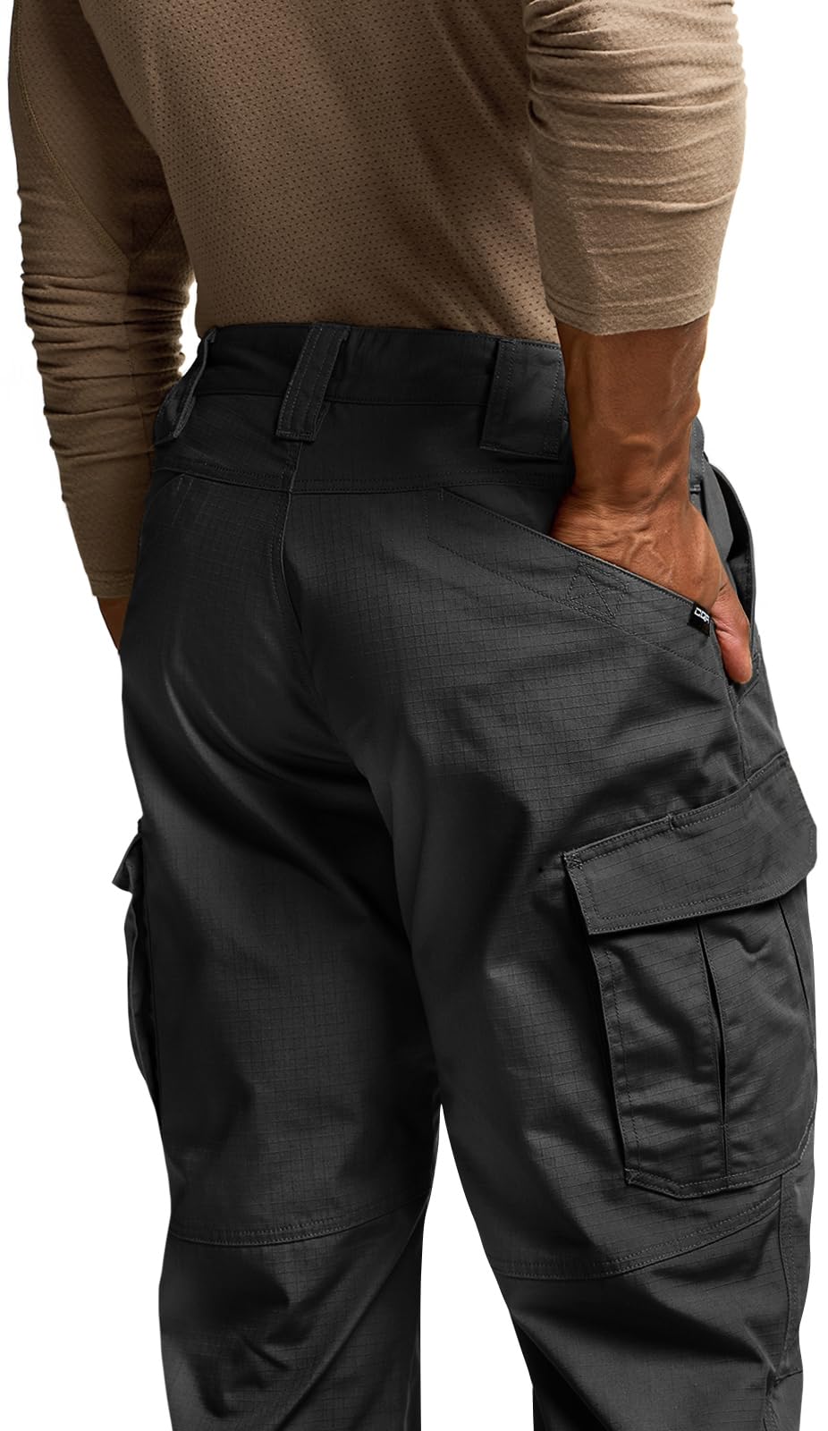CQR Men's Tactical Pants, Water Resistant Ripstop Cargo Pants, Lightweight EDC Work Hiking Pants, Outdoor Apparel, Raider Mag Pocket Black, 42W x 30L