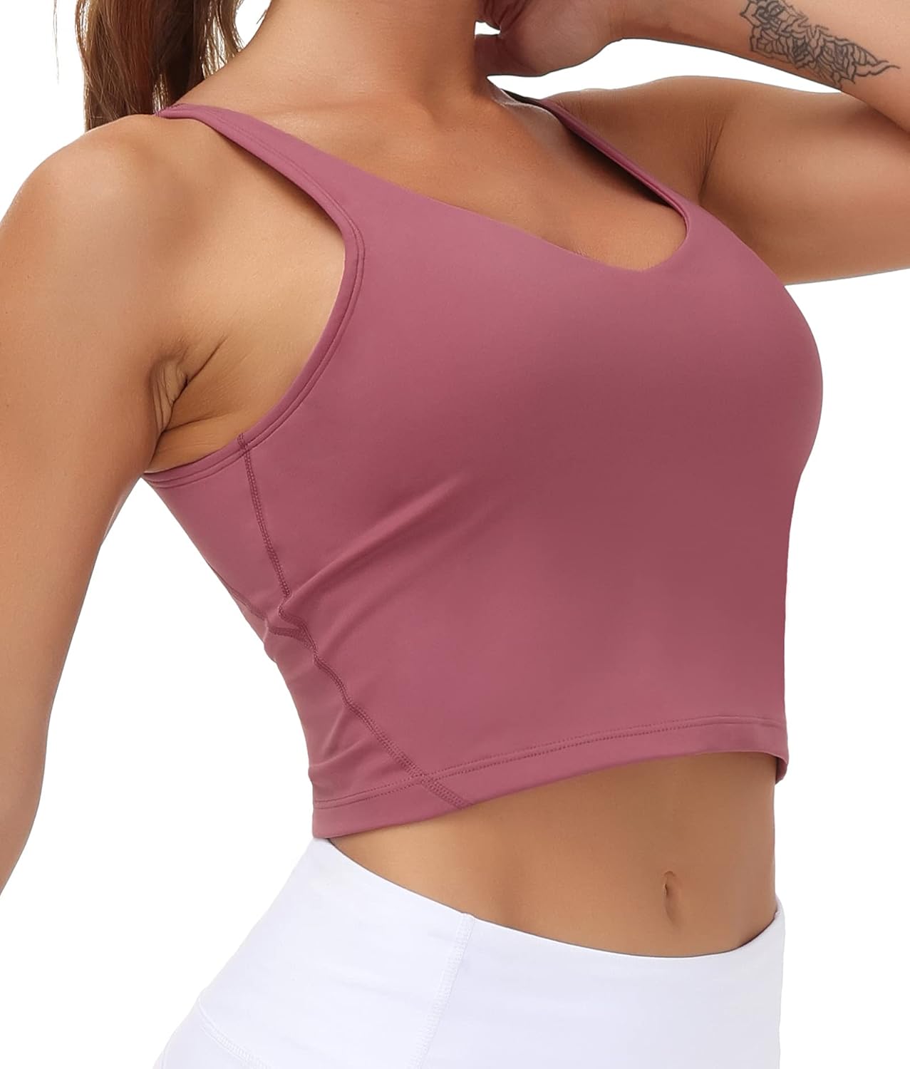 The Gym People Longline Sports Bra - Women's Wirefree Padded Design for Medium Support