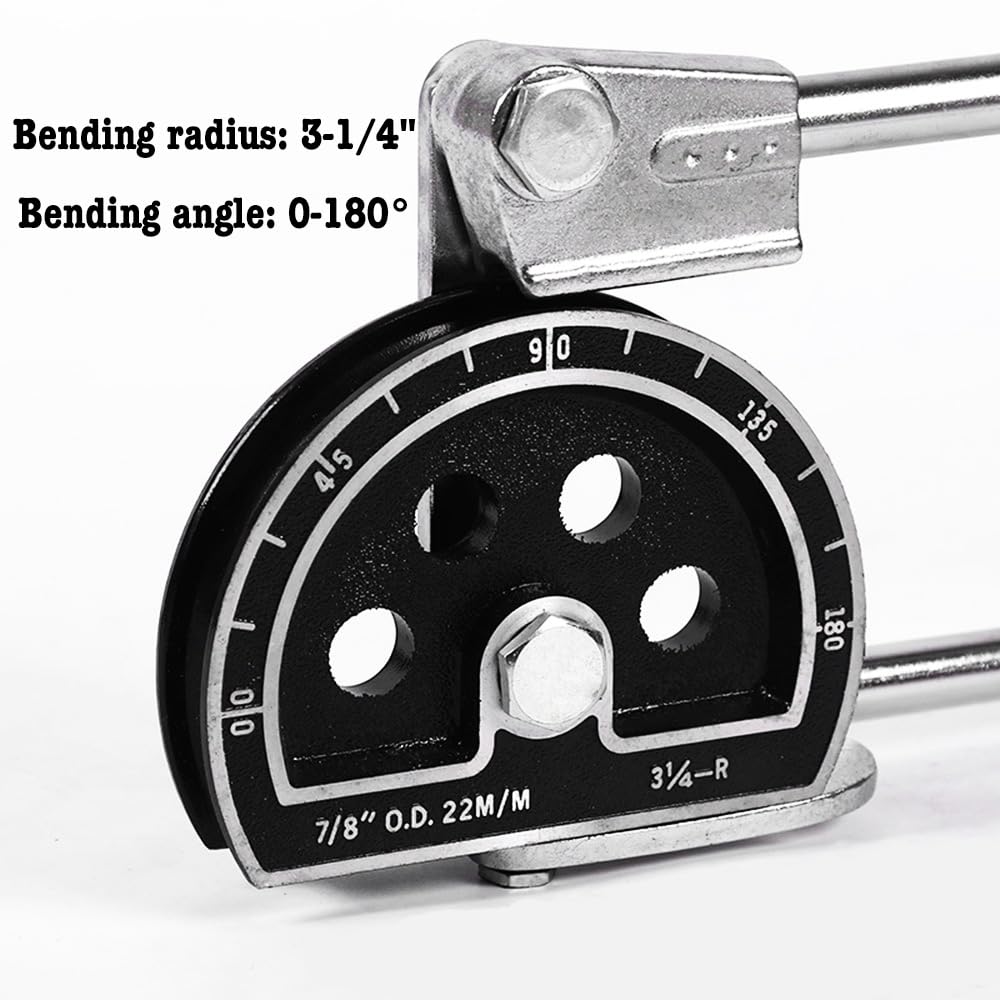 7/8" OD Tube Bender, Lever Type Manual Pipe Bender, Heavy Duty HVAC Soft Copper Tubing Bender, for Aluminum Thin Stainless Steel, 0-180° Bending Angle