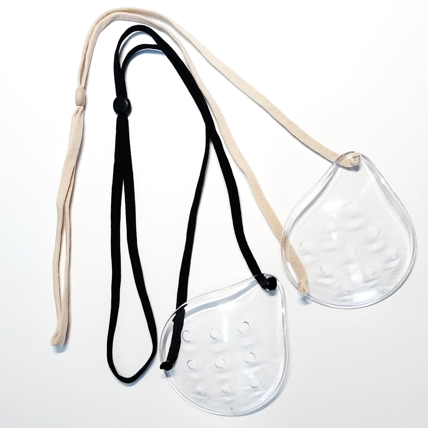 AMZVIO 2pcs Eye Shield After Cataract Surgery,Eye Shield for Sleeping after Surgery,Extended Elastic Band Longer & Wider for Adults Eye Protector Clear Eye Patch (Black+Beige)