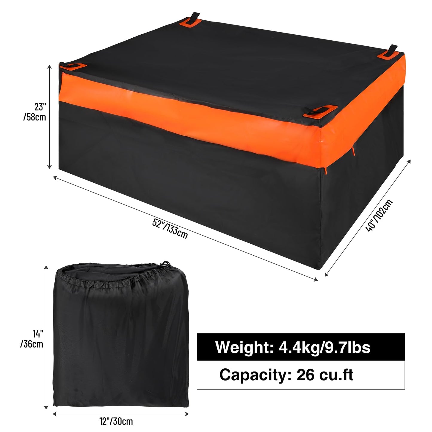 REDCAMP 26 Cubic ft Truck Bed Cargo Bag, Extra Waterproof Cargo Bag, Fits Any Truck Size, Heavy Duty Luggage Bag with 4 Bungee Cords for Pickup SUV, 52"x40"x23"
