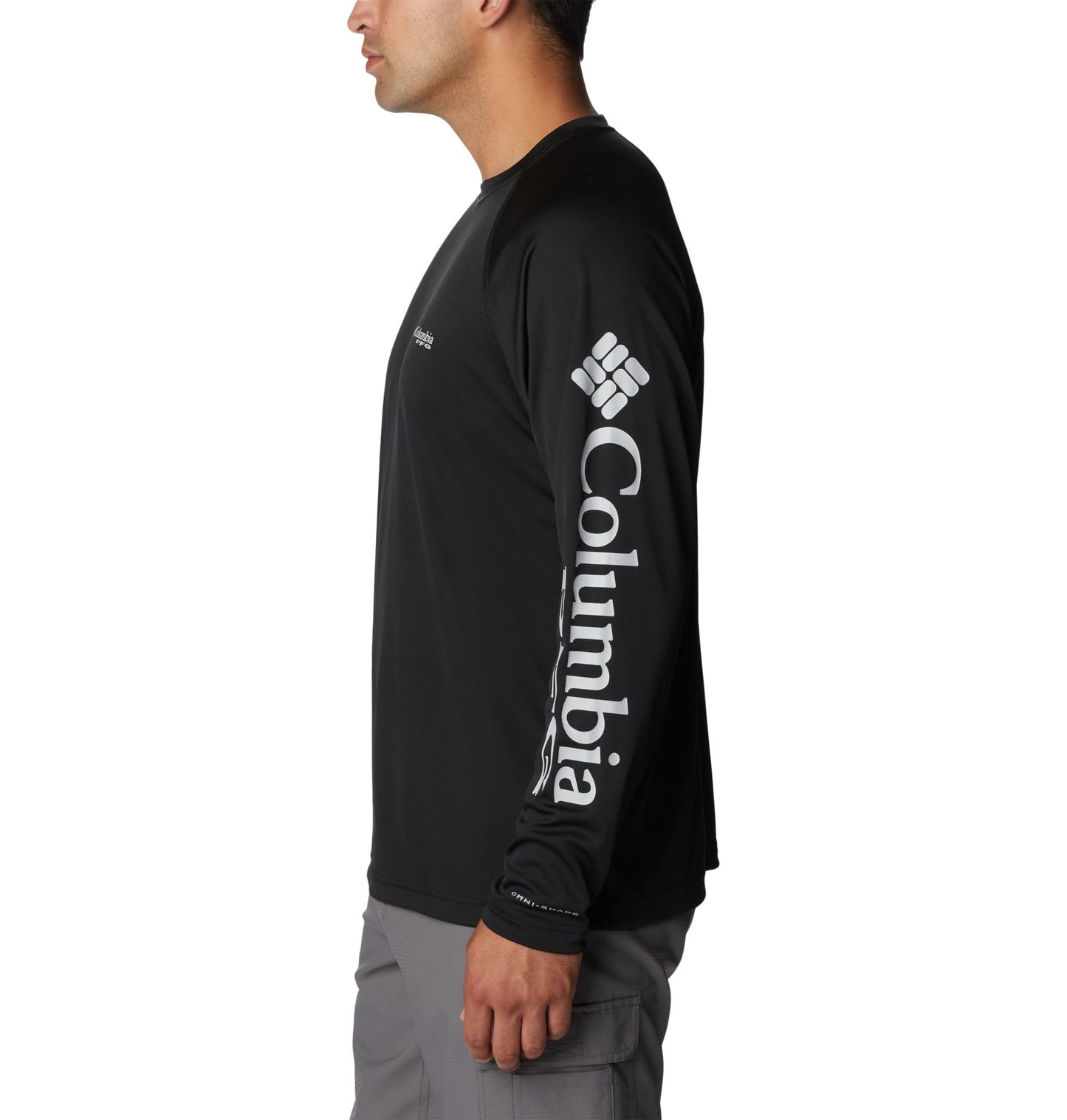 Columbia Men's PFG Terminal Tackle Long Sleeve Fishing Shirt, Black/Cool Grey Logo, 5X