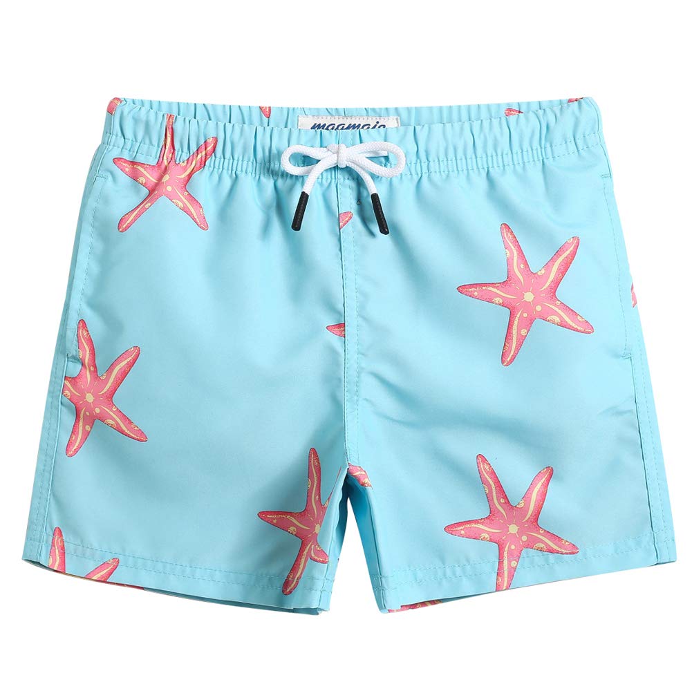maamgic Boys Swim Trunks Toddler Swim Shorts Little Boys Bathing Suit Swimsuit Toddler Boy Swimwear,Starfish-Lake Blue,4 T