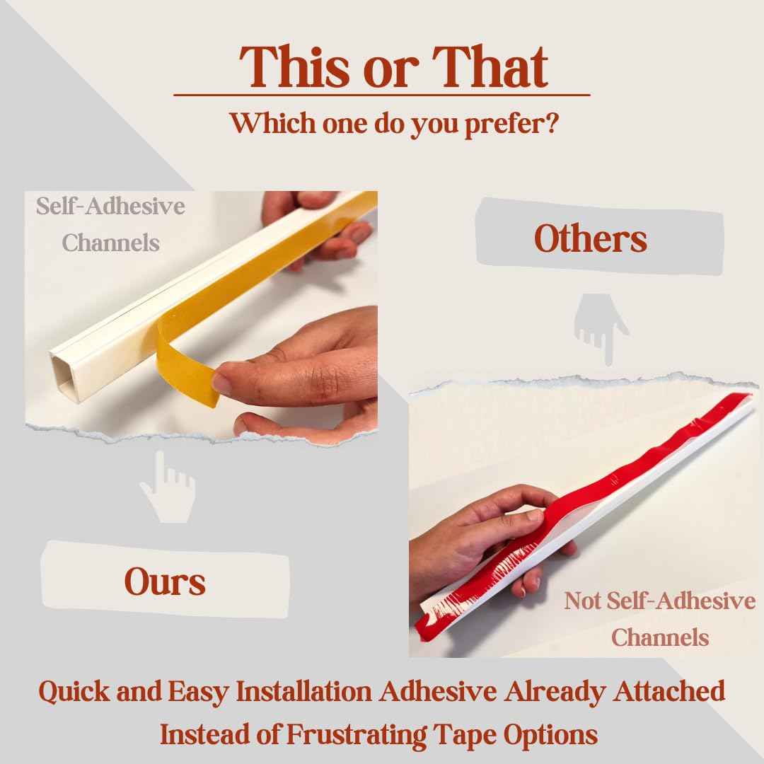 One Cord Channel Cable Concealer - 315in One-Cord Cover for Wall, Mini Wire Hider for 1-2 Wires, Paintable Electric Cable Cover for Outside, Wall Mount TV Cord Hider