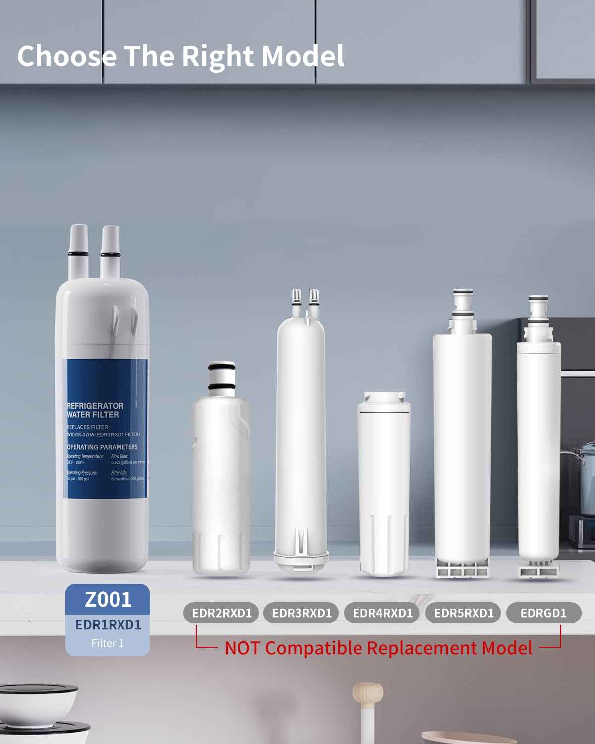 W10295370A Water Filter Replacement Compatible with EDR1RXD1,W10295370,WHR1RXD1,P4RFWB,P8RFWB2L,46-9930,46-9081,Filter 1 (4)