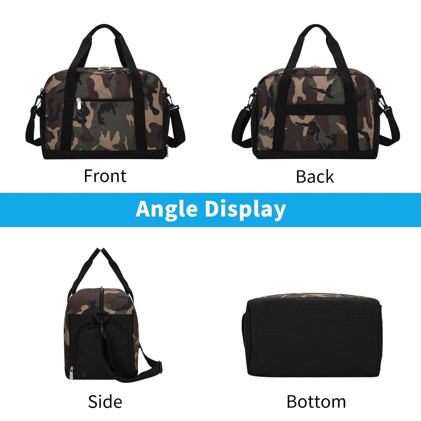 Apenze Small Gym Bag 14 inch lightweight Carry On Mini Duffel Bag with Shoe Compartment for Travel Sport - Camouflage