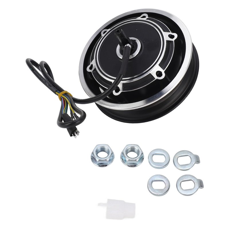 YYQTGG Electric Scooter Hub Motor 48V 100W Electric Brushless Disc Brake Hub Motor for 10 Inch Outer Tire, Aluminum Alloy Wheel