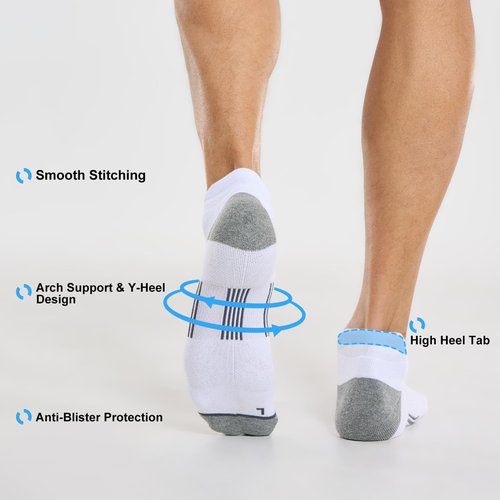 FITRELL Men's Ankle Running Socks - Cushioned Athletic Sports Socks | 6 Pack, Sizes 7-9, 9-12, 12-15
