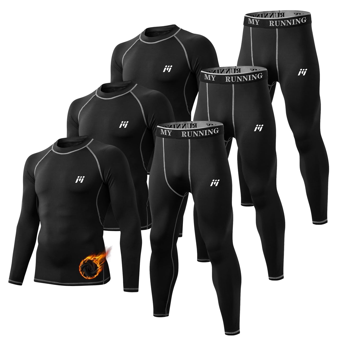 MeetHoo Men Thermal Underwear Set Long Johns with Fleece Lined Base Layer Men Cold Weather Top Bottom for Skiing Running
