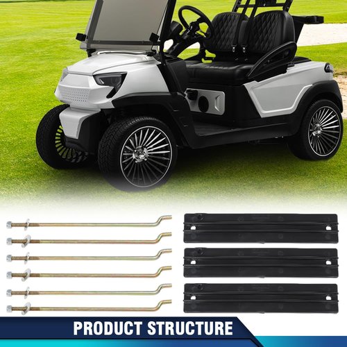 PIT66 Golf Cart Battery Hold Down Retainer Plate Rod Kit Compatible with Club Car DS and Carryall Electric Golf Cart 1981-2013