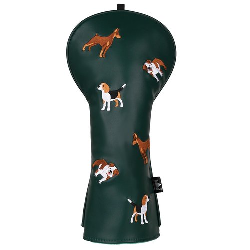 Craftsman Golf PU Leather Dog Embroidery 460cc Driver Headcover Fairway Wood Hybrids Putter Cover Cute Chocolate Lab Border Collie Beagle (for Driver/Green)