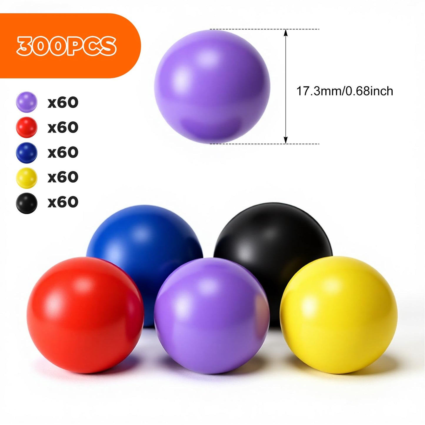 Silipull 100 x 68 Caliber Projectiles for Self Defense and Practice, 68 Cal Solid Nylon Balls, Reusable Plastic Ammo Projectiles Hard Paintball for Defense Target Shooting