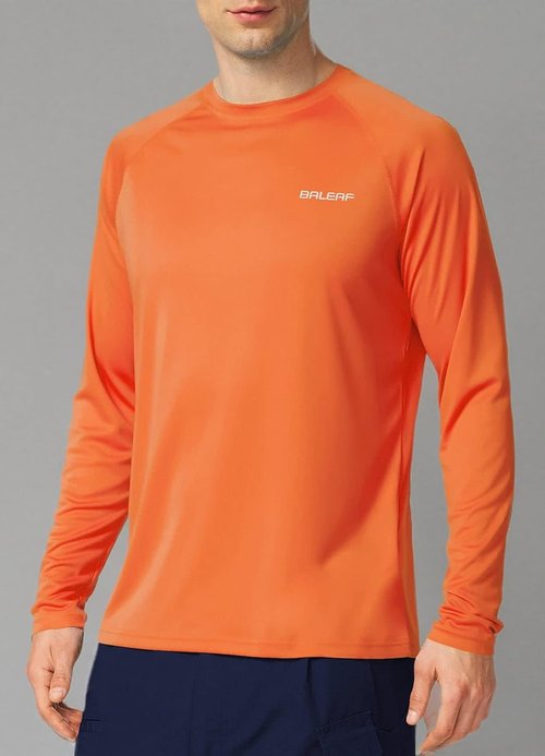 Baleaf Men's UV Protection Long Sleeve Rash Guard - SPF UPF 50+ Quick Dry Lightweight for Fishing & Running