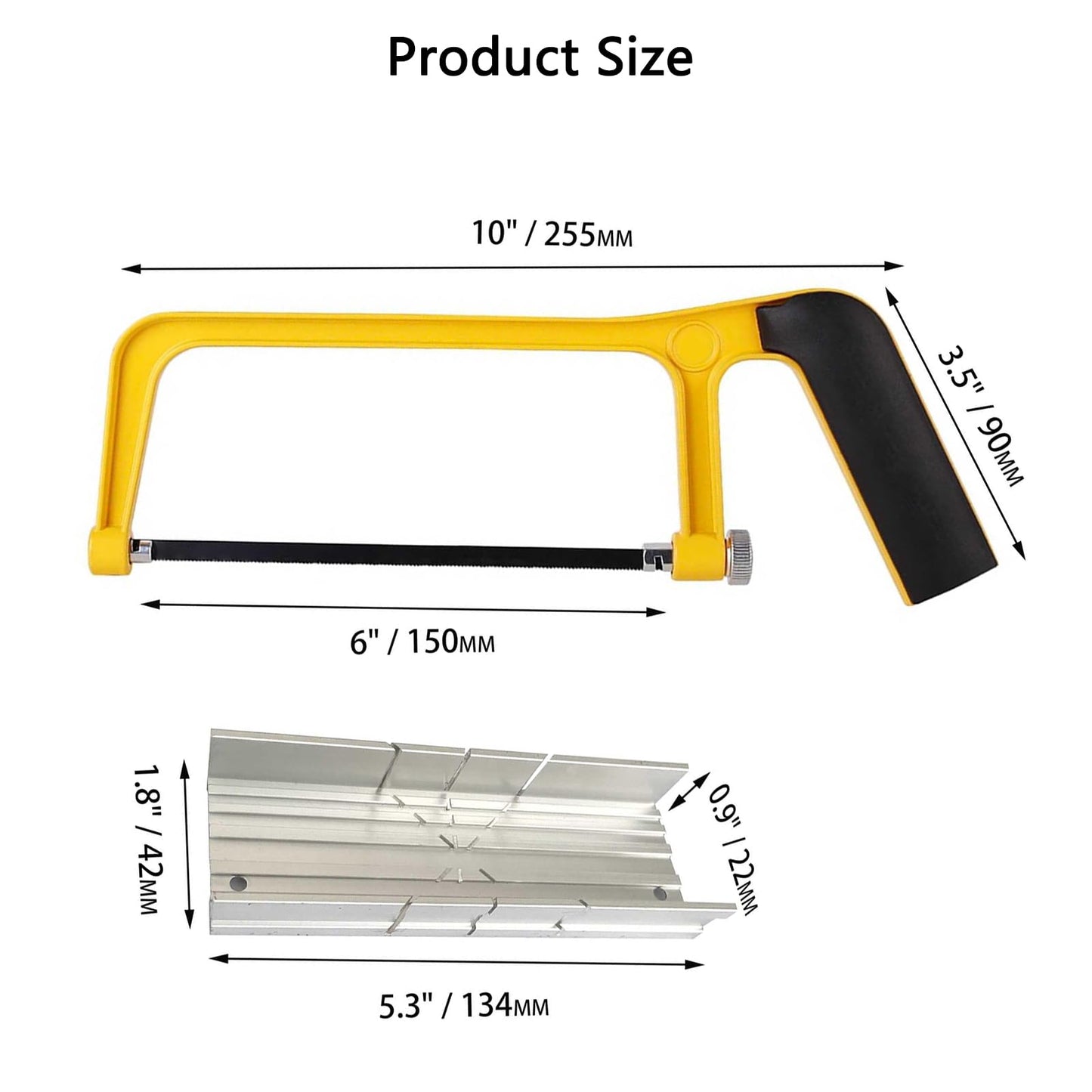 Mini Metal Mitre Box and Saw Set, 6 Inch Extra Fine Cut Hand Saw, 5.3 Inch Small Aluminum Miter Box with 3 Hacksaw Replacement Blades for Crafts, Hobby Projects, Cutting Wood, Soft Metal