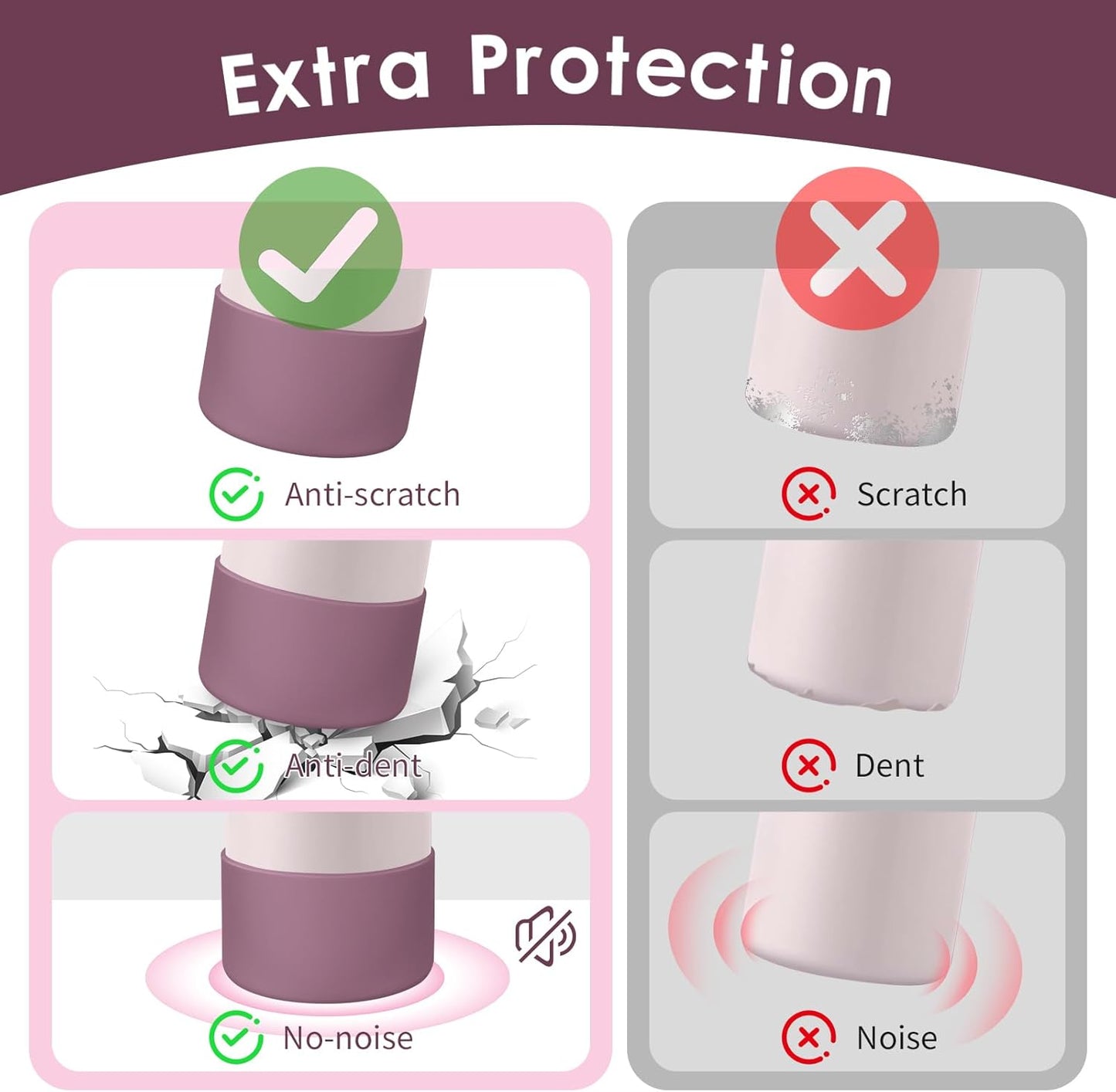Owala Silicone Water Bottle Boot - Protective Anti-Scratch & Anti-Dent Sleeve Cover | Mauve, 24oz (2PCS)