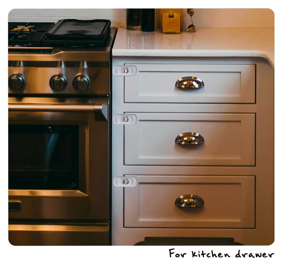 6 of Safety Latch Lock Easy Attachable Install Adhesive for Baby Childen Daycare Child Kids Senior Elder Pet Proofing Accident Prevent Home Kindergarden Preschool Senior Nursery Kitchen Cabinet Fridge