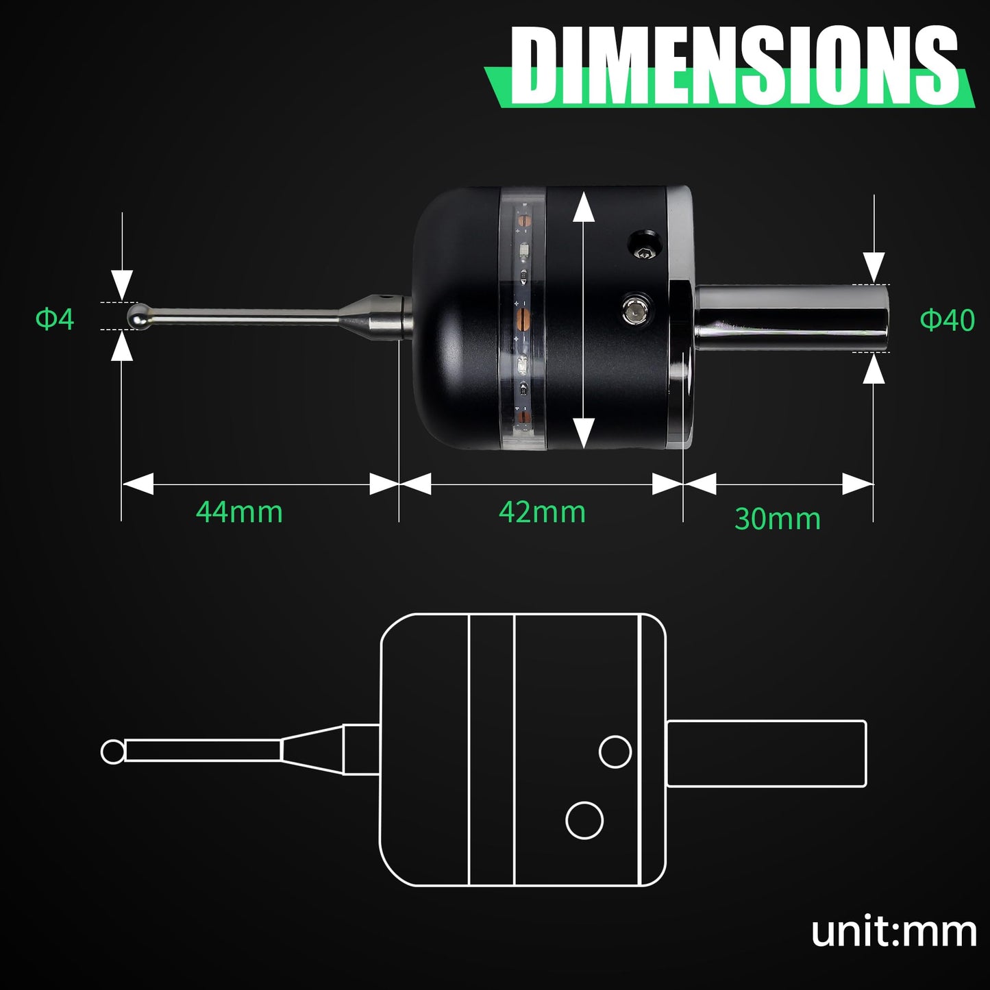 YIDOFENG 3D Touch Probe Edge Finder Trigger Finder,X Y Z Axis Measurement Centering Rod for Metals, Not Support the Detection of Insulation Materials and Insulating Spindle (Green light)