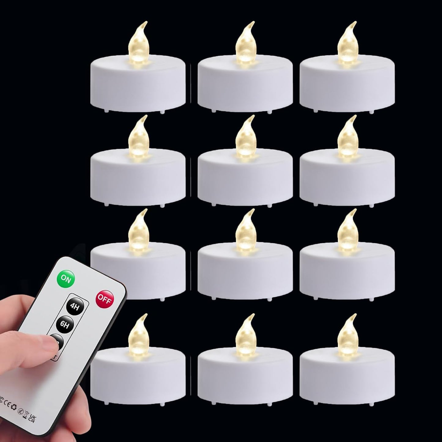 xiangpeng Tea Light Candles with Remote Control,12pack Flickering Flameless LED Candle,Long Lasting 400+Hours,Battery Operated with Timer for Home Decoration Seasonal &Festival Celebration WarmWhite