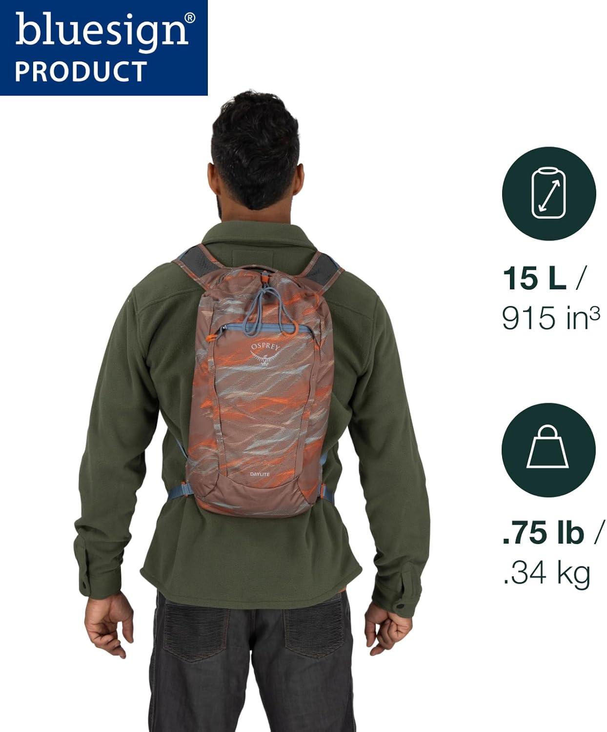 Osprey Daylite Cinch Backpack - Lightweight Travel Bag for Hiking & Festivals | Porcelain Orange