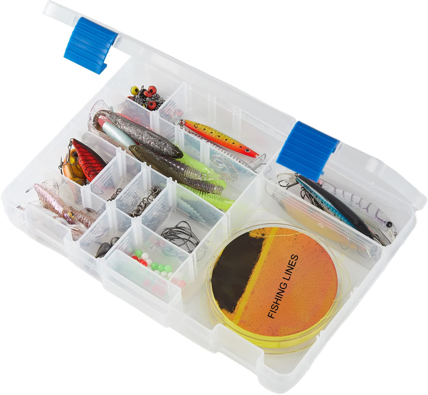 ZXDIN3 Medium Plastic Fishing Tackle Box Storage Organizer Box 3600 with Adjustable dividers Tackle Tray Parts Crafts Case 4 Pack