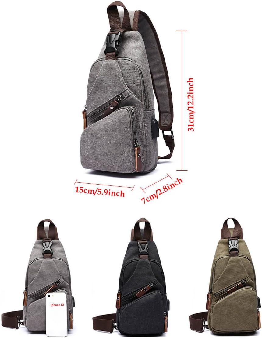 Skiennix Canvas Sling Bag - Versatile Crossbody Backpack for Outdoor Activities - Black